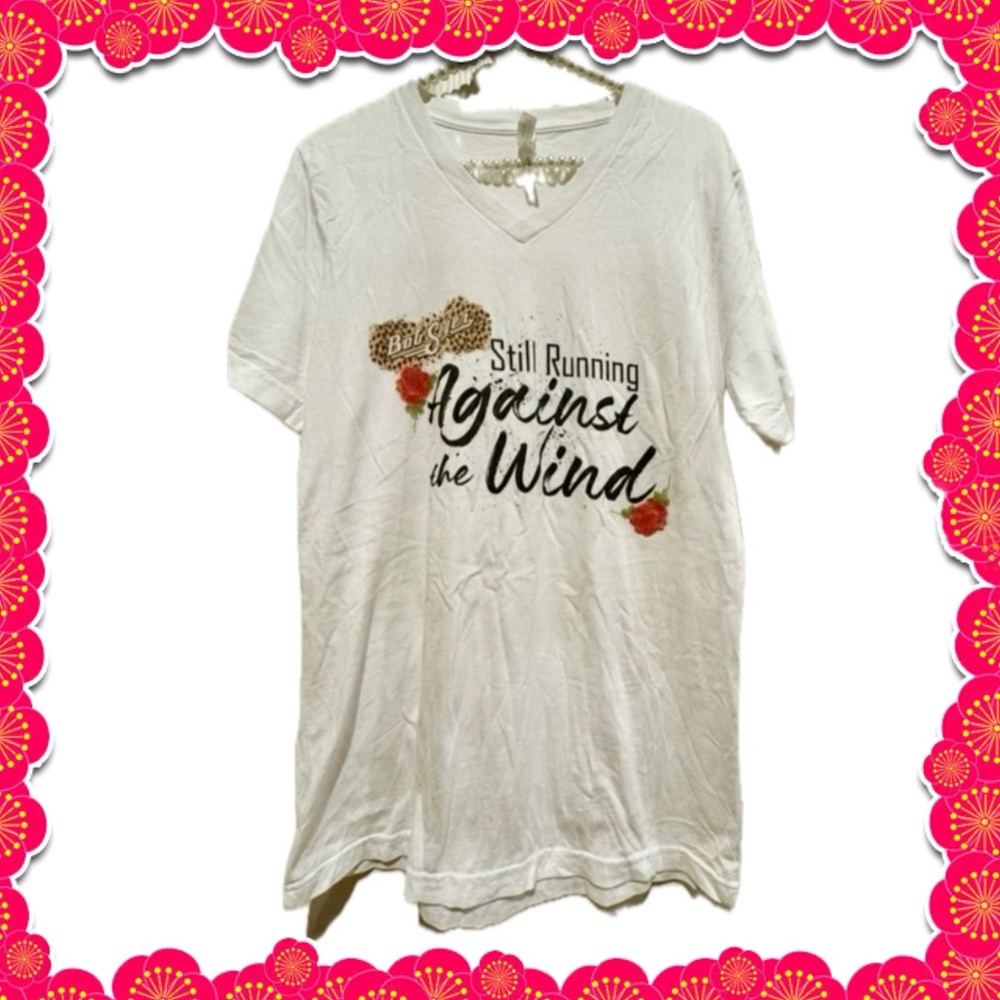 Bob Seger white t shirt - Bella Canvas brand - Medium -white black red rose BOGO